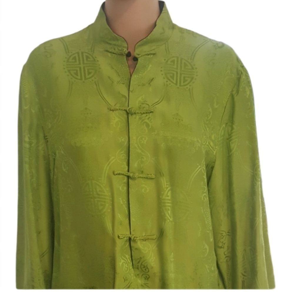 Kami's Ethnic Place Jacket Reversible Japanese style Green Black Womens Size L